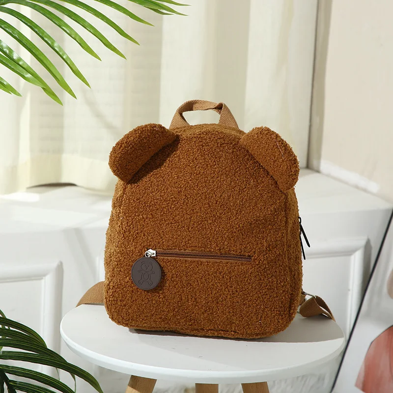 Wool fleece Plush teddy Bear Backpack Toddler Cartoon bookBags kids school backpack mochilas escolares 2022 mini Plush Backpack
