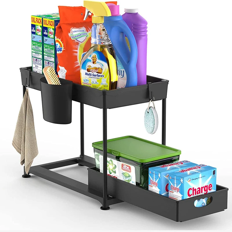 Unique Design Under Sink Organizer 2 Tier And Storage Kitchen Cabinet Shelf Pull Out Drawer Modern Retail Cabinets Shelves