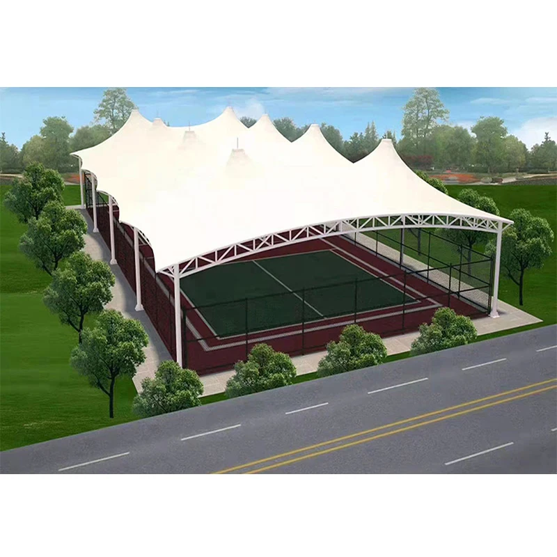 Стальная конструкция PVDF ткань спортивные мероприятия поле солнцезащитный козырек бассейн футбольный баскетбольный пиклбол навес палатка на крыше