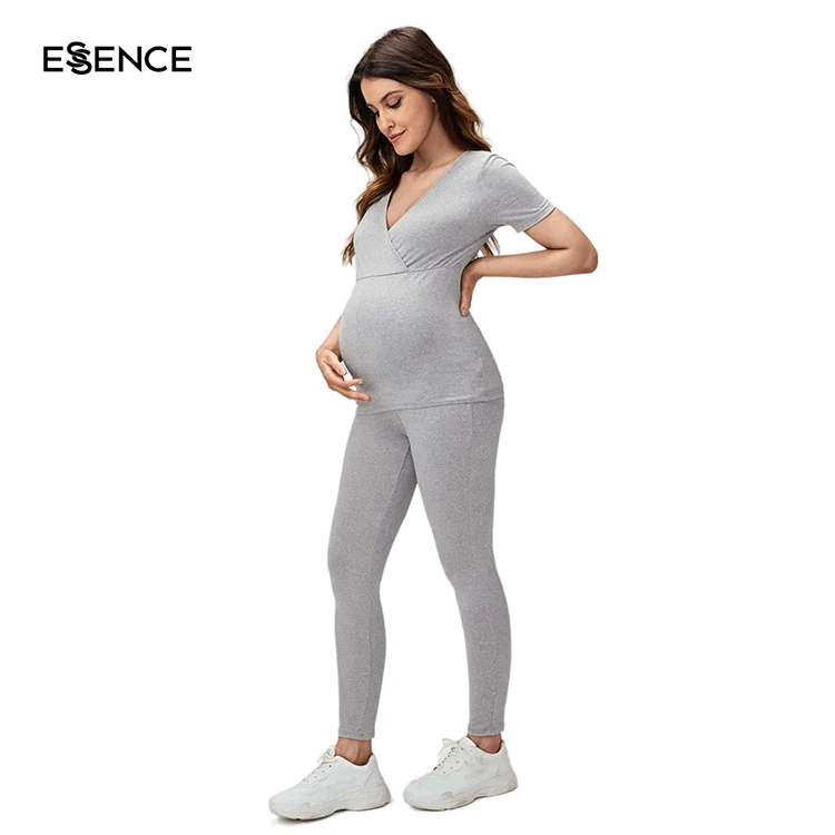 Maternity Pregnant Women Breastfeeding Pregnancy Clothes Bamboo Cotton Lounge Top And Pants Set