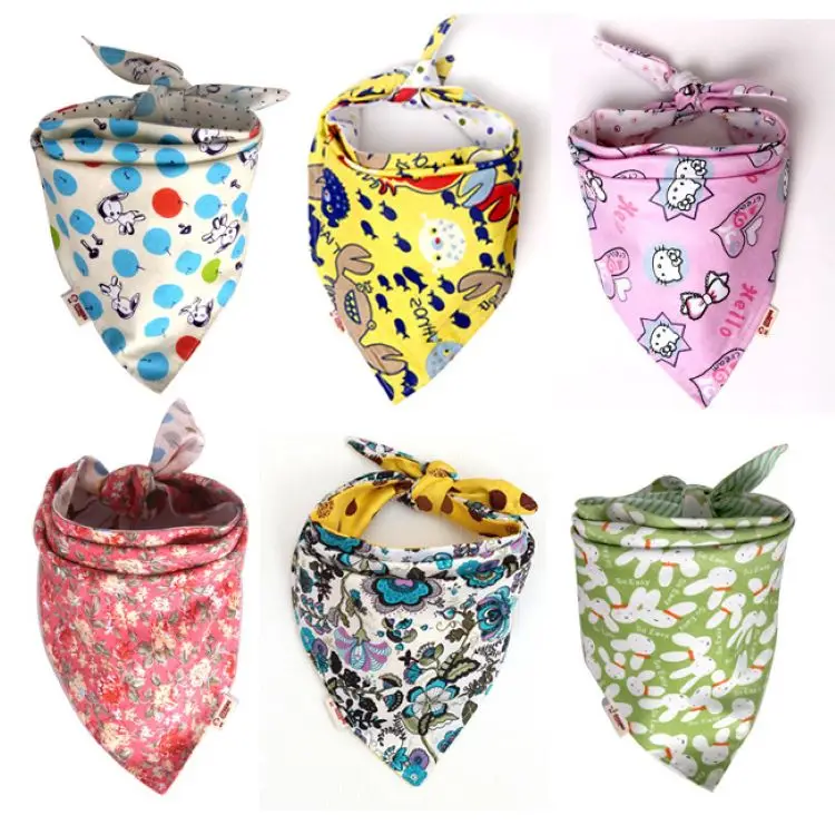 Cute Spring Printed Pet Scarf Accessories Double Reversible Triangle Cotton Dog Bandana