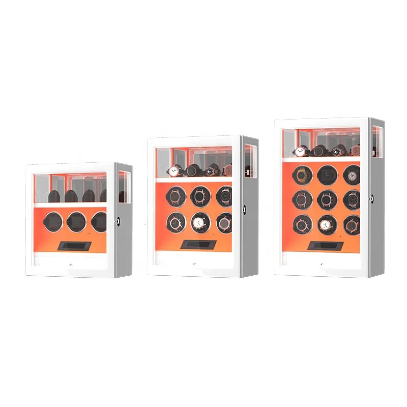 Free Customization Automatic Opening Watch Box Fingerprint Biometric Watch Winder with Storage Remote Control LCD Watch Winder