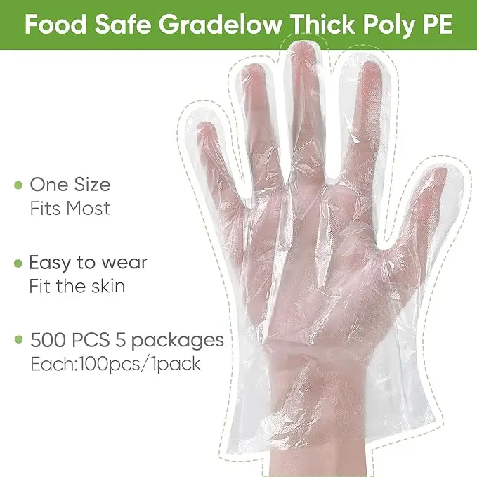 Disposable Plastic Gloves Disposable Pe Plastic Gloves Transparent Ldpe Poly Food Polyethylene Clear Bag OEM Customized Logo