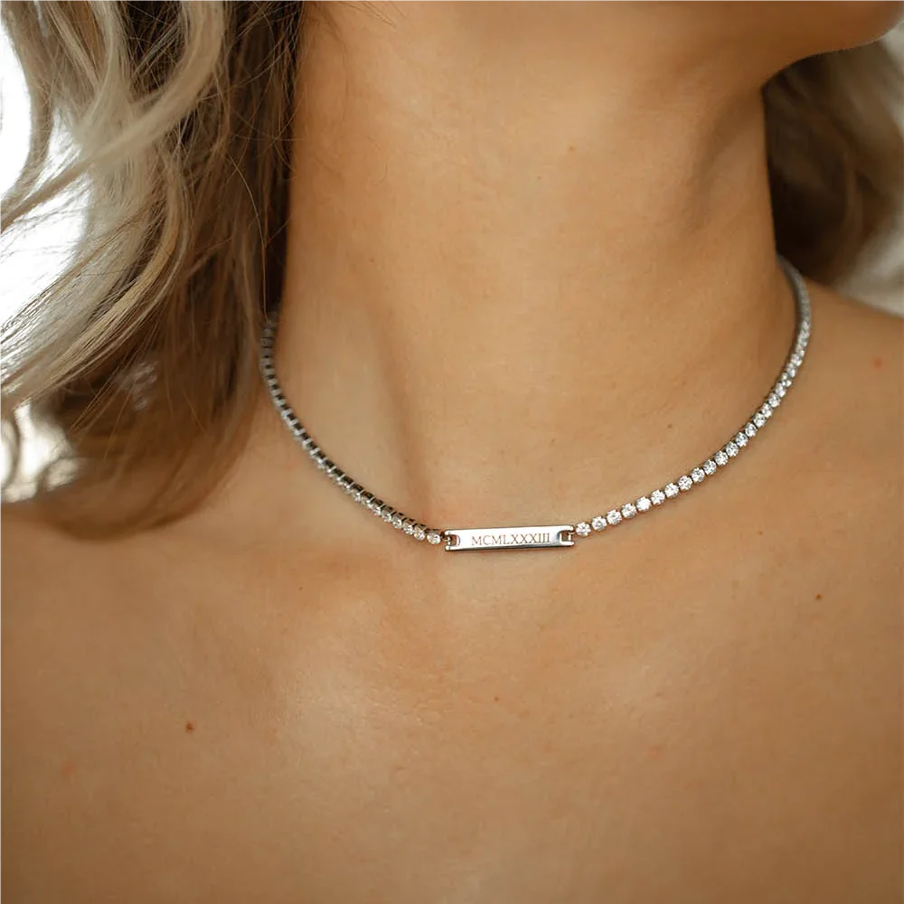 Popular High Quality Zircon Tennis Chain for Women Necklace Bracelet Set Personalized Customized Engraved Jewelry