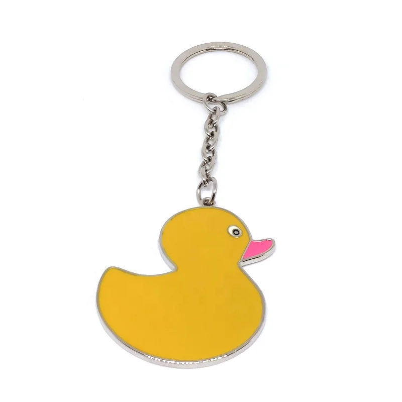 Custom colorful cute cartoon duck shape key chain metal zinc alloy key chain
