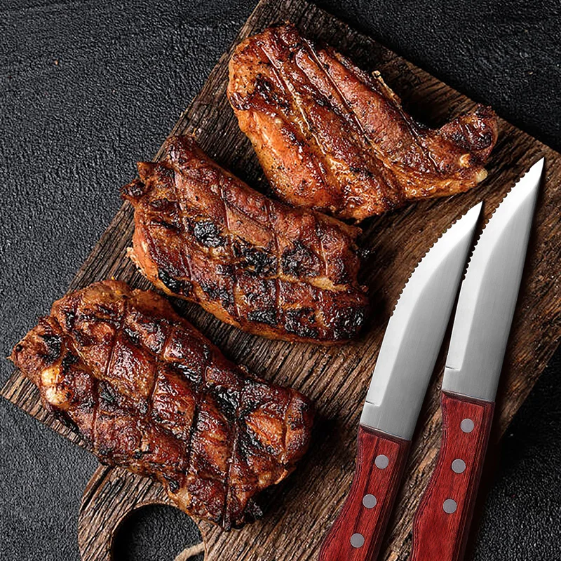 Hot Sales Sharp Serrated Blade Steak Knife Wooden Handle Buy Steak Knives 4PCS With Box Packing