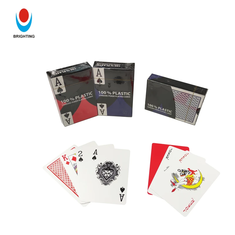 In Stock Bridge Card Brand Custom Logo OEM 58*88mm Deck Magic Glossy Casino Gambling Waterproof Plastic PVC Playing Cards Poker