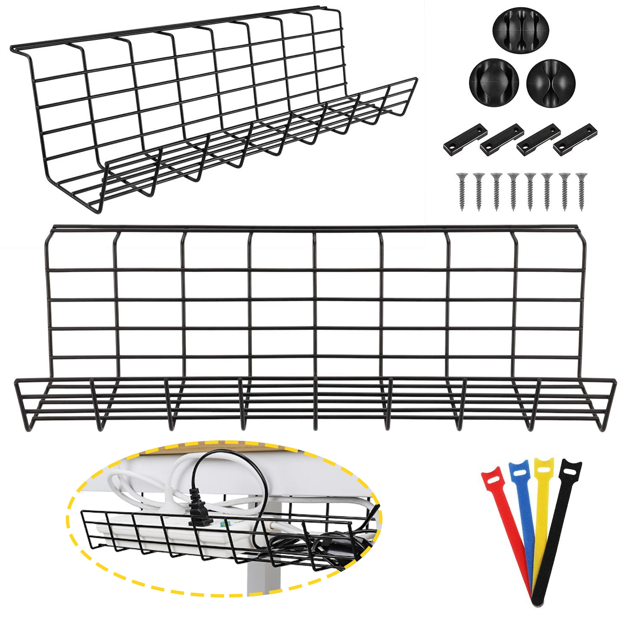 
Wire Management Cords Baskets Cord Holders Cable Ties Metal Steel Cable Organizer Under Desk Cable Management Tray 