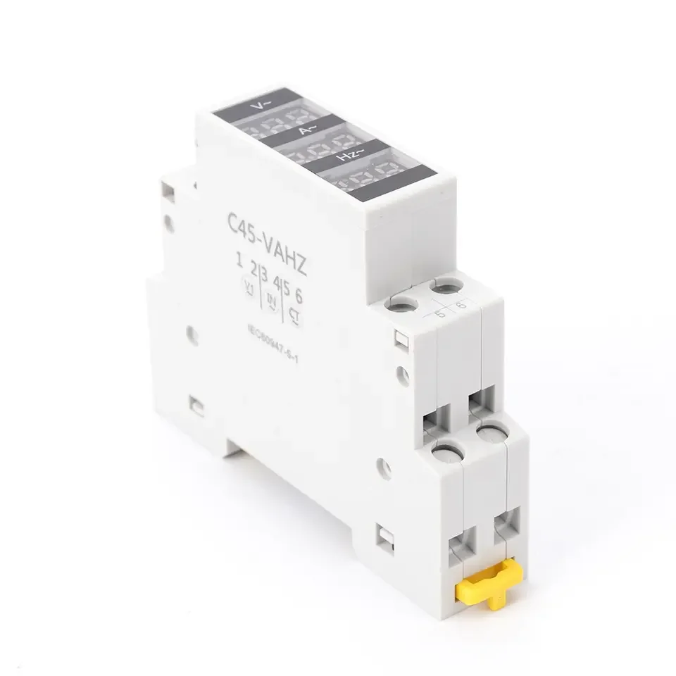 NIN Din Rail 3 in 1 AC 50-500V 0-100A 0-99HZ voltmeter Voltage Meters