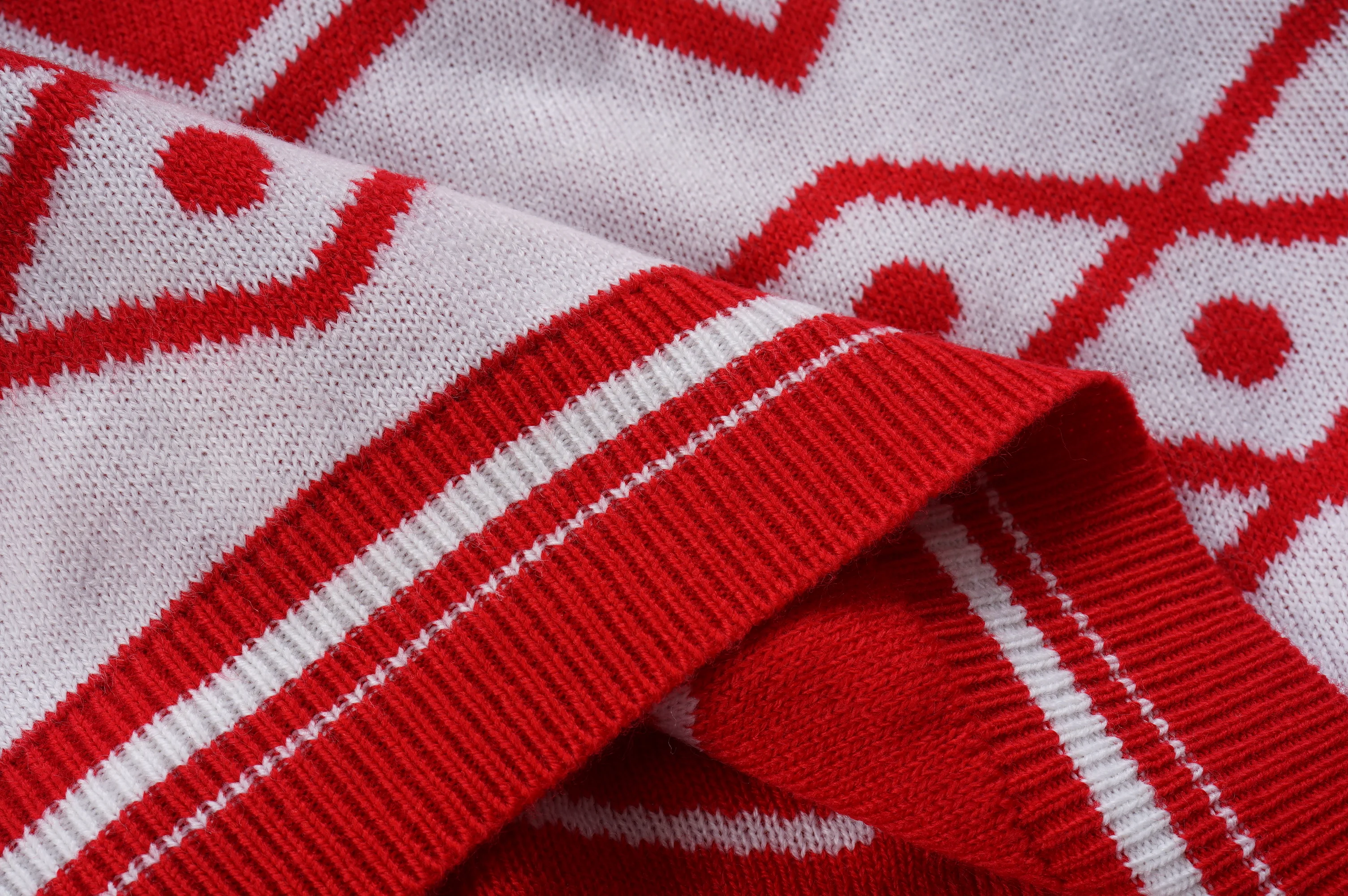 Nanteng Custom Ribbed Knit Crew Neck Pullover Santa Embroidery Applique Patch Cotton OEM Manufacturers Men Christmas Sweater