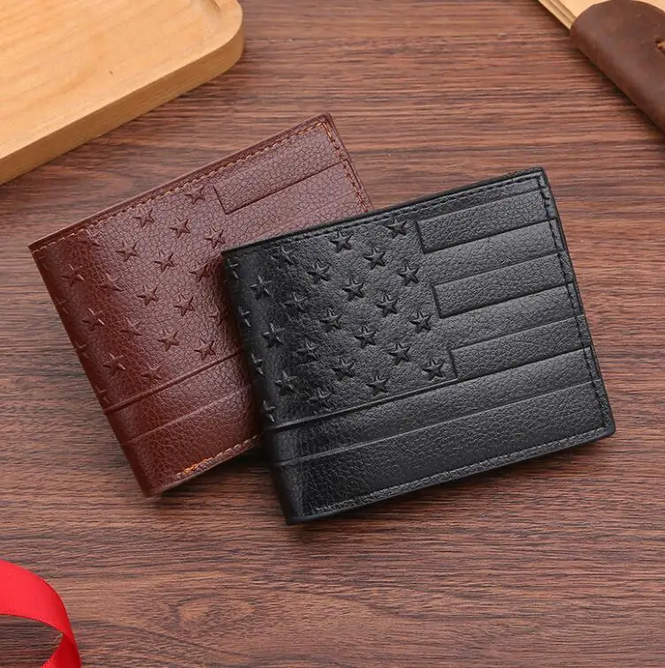 Creative Star Embossed PU Leather Wallet Slim Money Clips Mens Wallet Card Holder Vintage Cash Bifold Short Purse Wallet
