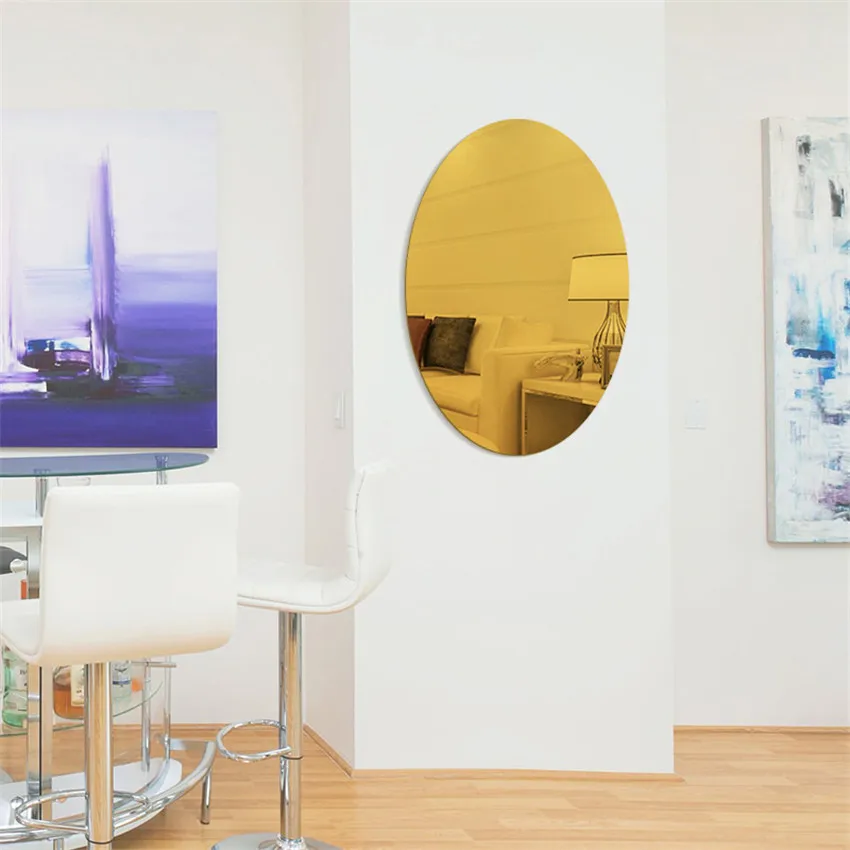 TOPMEILI Oval rectangular acrylic bathroom mirror sticker living room bedroom home decoration wall mirror sticker