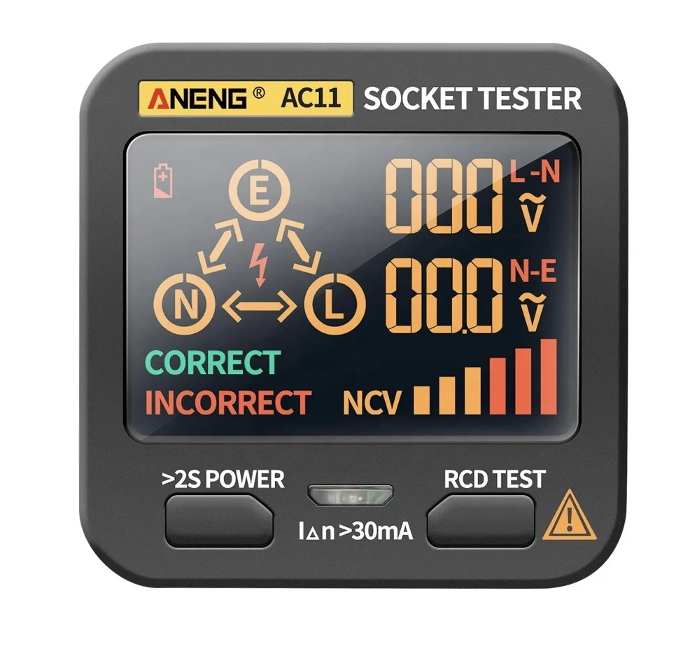Цифровой тестер розеток, умный детектор напряжения RCD GFCI NCV, с большим дисплеем, с нулевой линией заземления и вилкой Стандарта EU/US/UK
