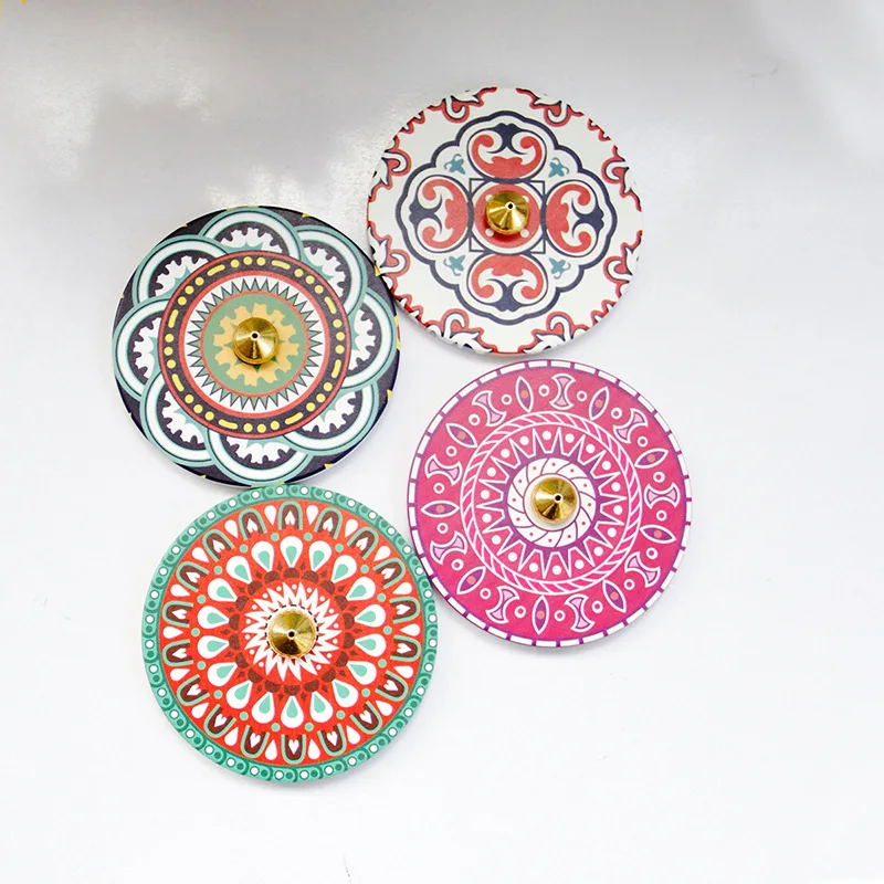 Wholesale middle east color print coaster water drops incense sticks holder ceramics wind thread incense burner arabic