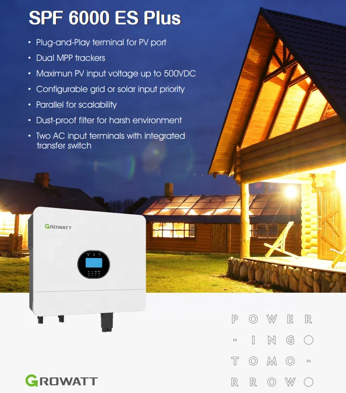 Growatt SPF6000es Plus Off Grid Solar Inverter Single Phase 6kva 6kw Hybrid Inverter for Off-Grid Solar System