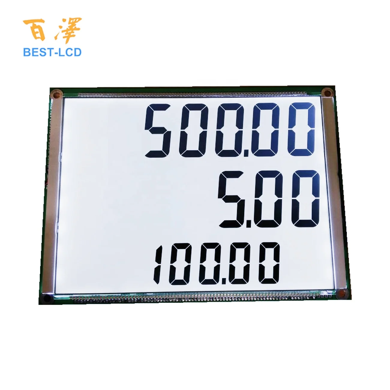 776 LCD Customized Size Monochrome 3 rows of 7 Segments 6 digits LCD Panel Display for Fuel dispenser/ Petrol Pump/Oil machine