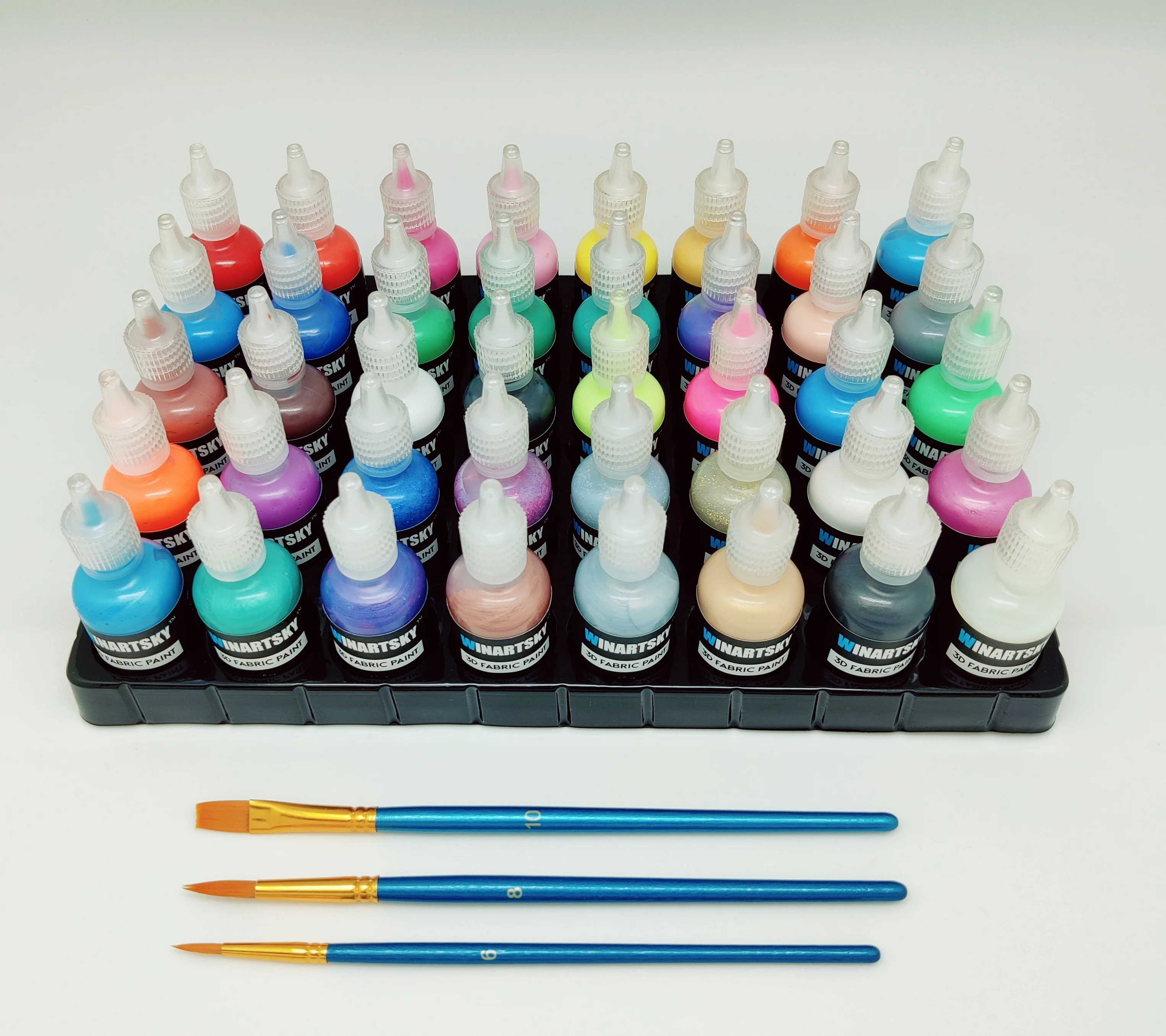 
3D Fabric Paint,40 Colors Permanent Textile Paint with 3 Brushes and Stencils 