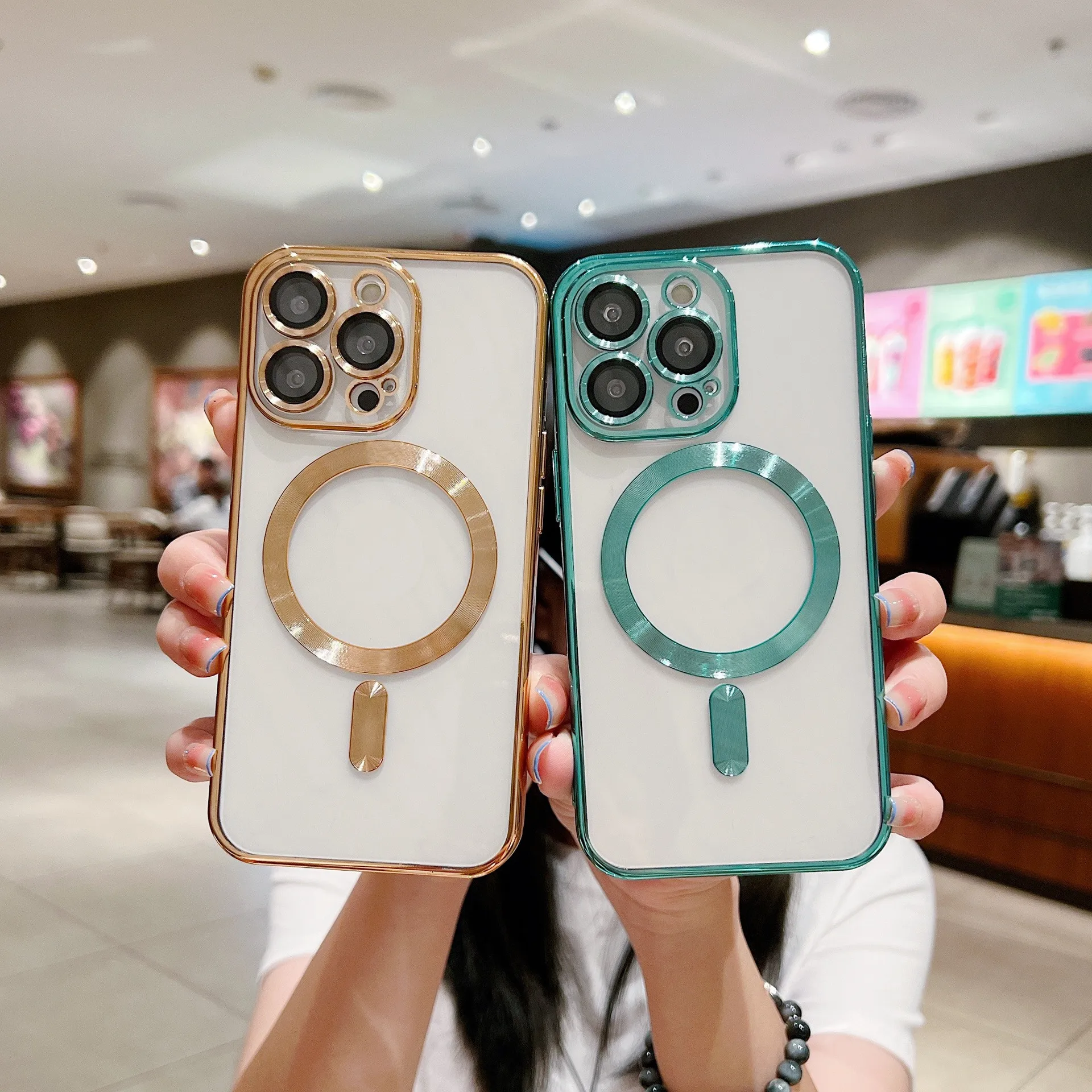 Luxury Transparent Silicone Phone Case For Iphone 14 13 12 11 Pro Max With Lens Protector For Magnetic Wireless Charging Cover