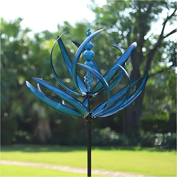 Высококачественный двор искусство газон садовый декор большой тюльпан открытый металл ветер шпиннеры с колышками