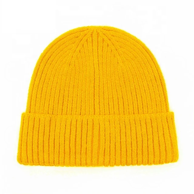 OEM fashion colorful acrylic rubber patch leather tag winter cap for women men plain beanie hat with custom woven label logo