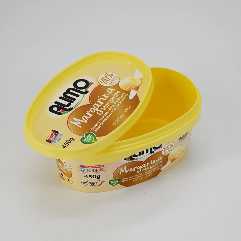 High quality plastic storage containers customized IML square plastic container for food, spread,oil, butter, ice cream