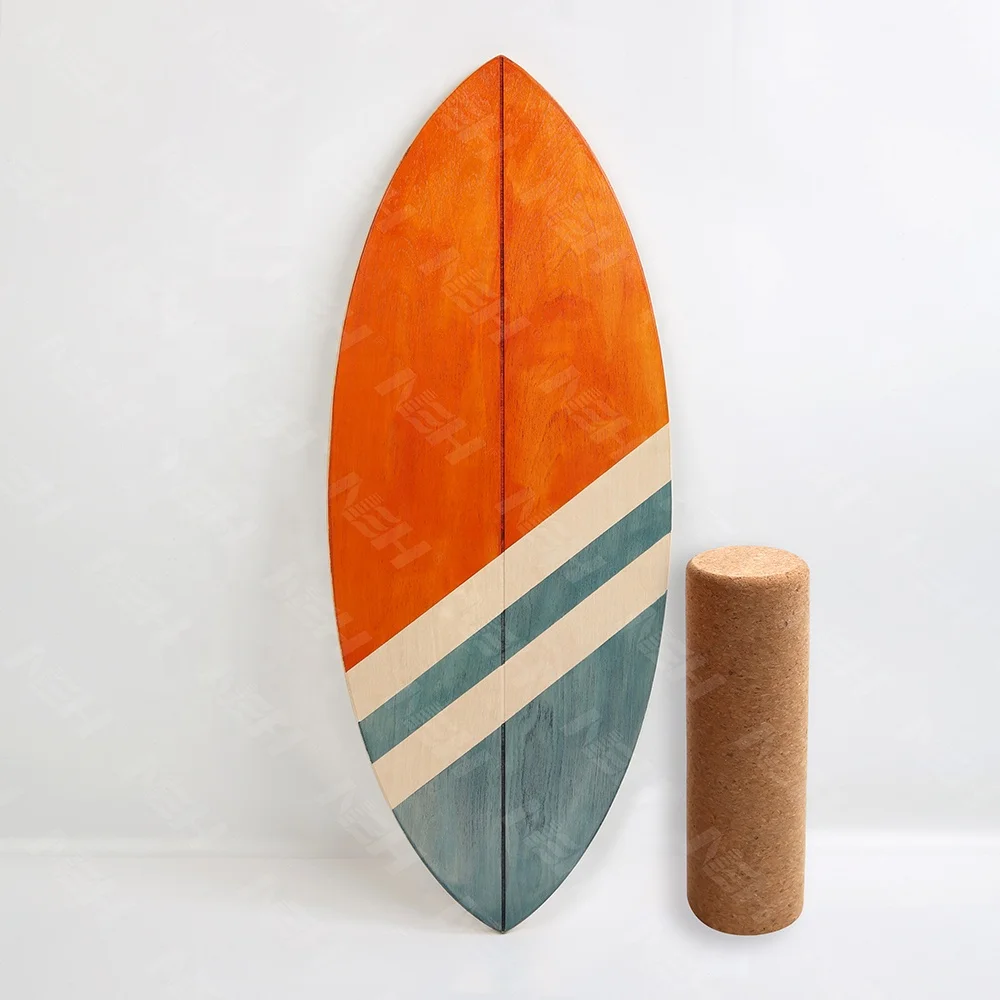 Meta2Balance  Custom Fish Surf Shape Wooden Balance Board Trainer Cork Roller Board prancha de equilibrio and wakesurf board