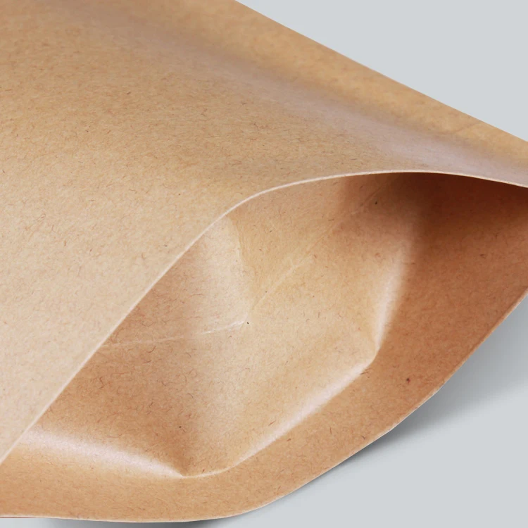 One Side Clear Transparent Kraft Paper Ziplock Stand Up Paper Pouch With Zipper Wholesale Price