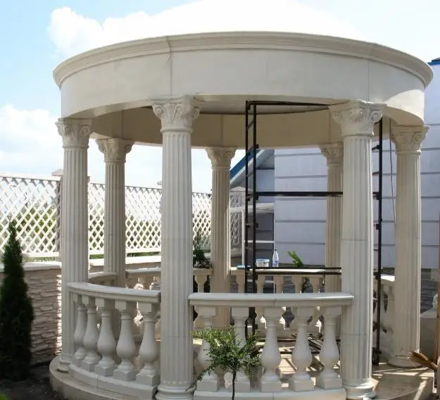 Наружное украшение сада ручной работы в европейском стиле Белая Мраморная римская колонна круглая беседка