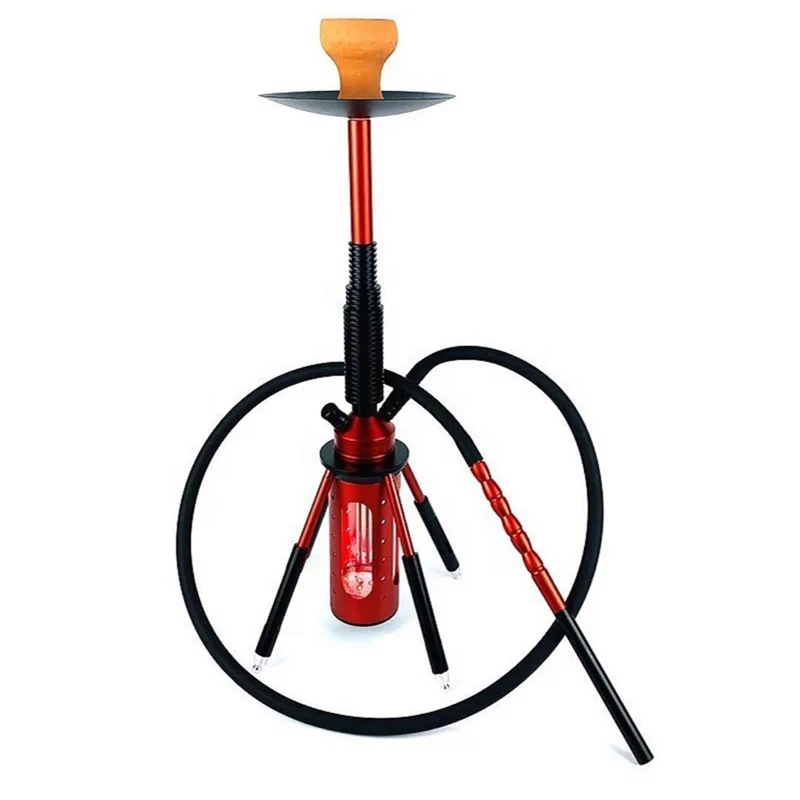 New Design Wholesale Glass  Sheesha  Hookah Smoking Stainless Steel Single Pipe Rocket Shisha Hookah Shisha Hookah with LED