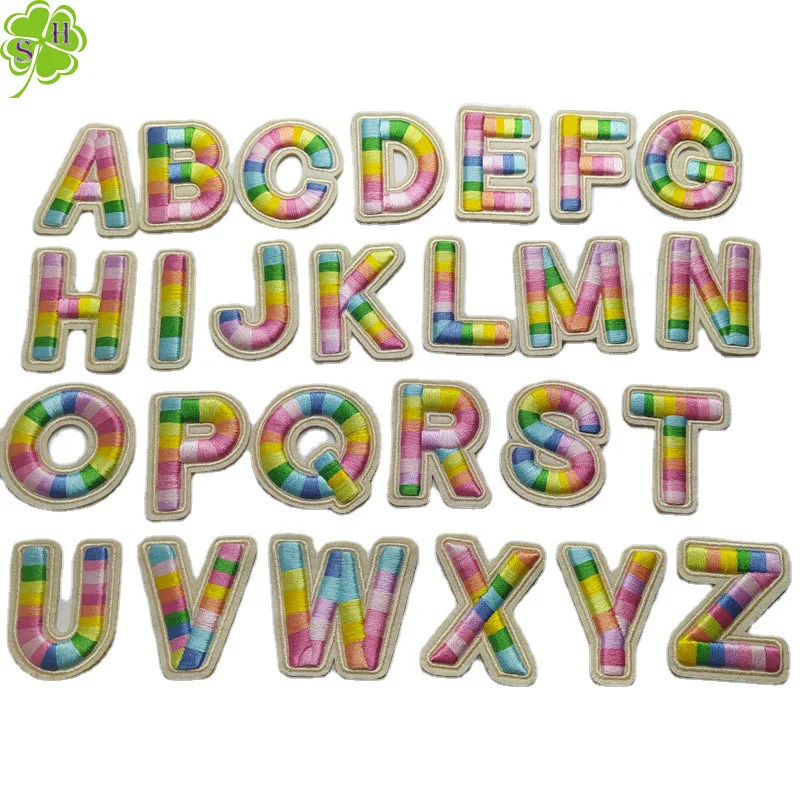 Stock Rainbow Self Adhesive Multi Color Sticky Backing Chenille Patches Set A-z Bags Backpacks Clothing Letters Patches