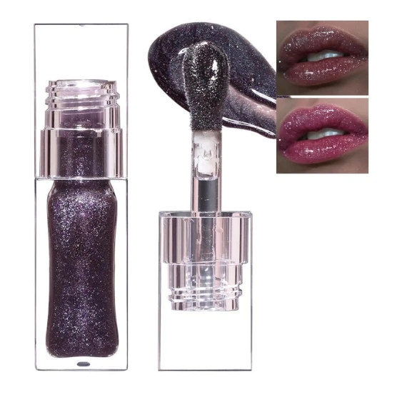 MLM Custom Makeup  New Magic Black Color Changing Lip Oil Warm Change Glitter Lip Gloss