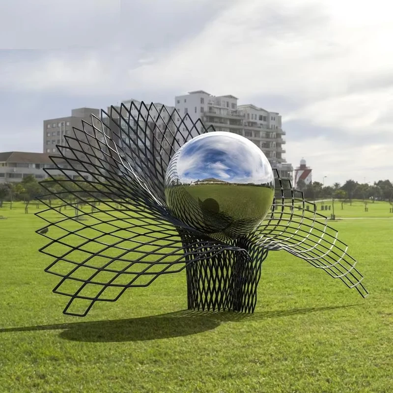 Outdoor large stainless steel metal 304 waterfall crystal fountain ball Custom stainless steel fountain ball