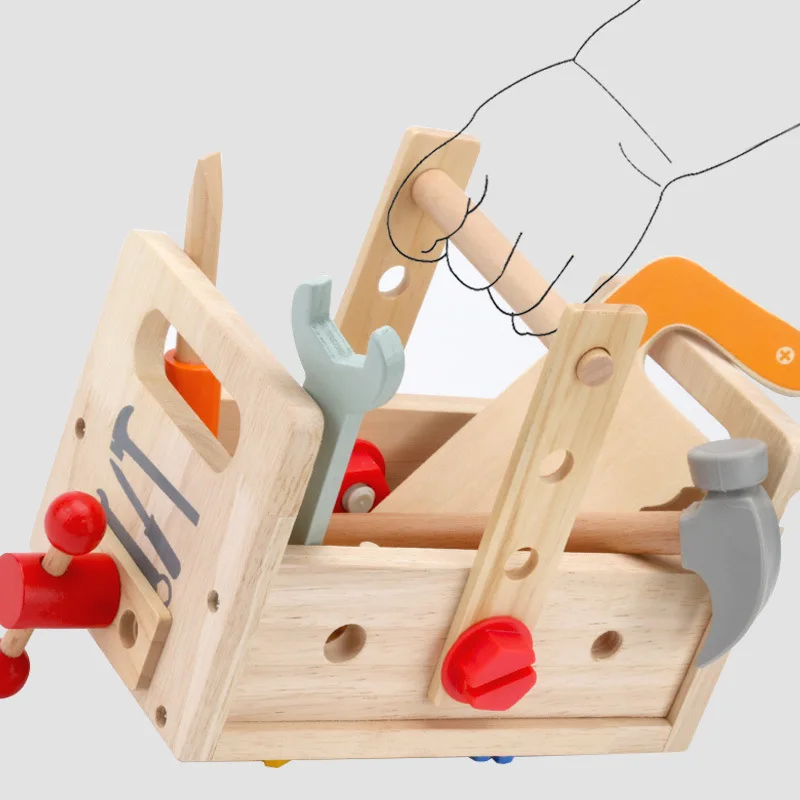 Best-selling Kids Wooden Screw Disassembly Nut Tool Suitcase Boy Hands-on Ability Baby Focus Educational Toys