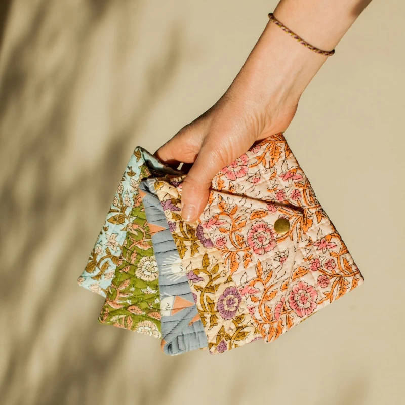 Custom Size Logo Small Cotton Fabric Quilted Padded Glasses Sunglasses Jewelry Pens Envelope Pouch for Jewellery