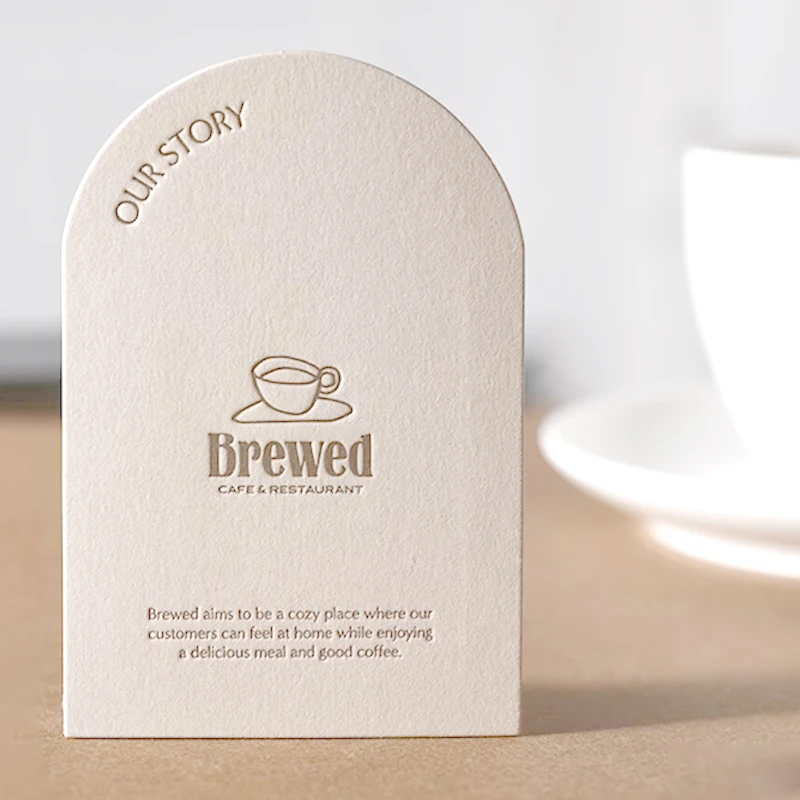 New Rounded Rectangular Imprimer Business Card Embossed Kapok Paper Business Cards Unique Custom Paper Business Card Printing