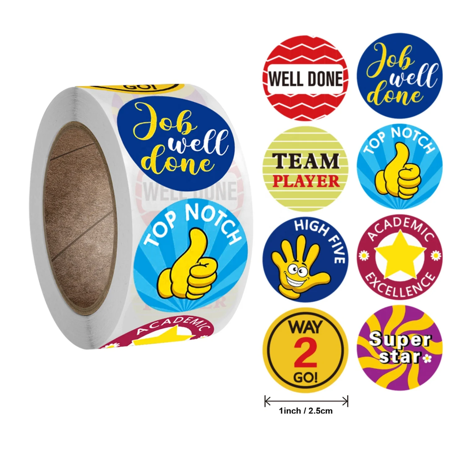 1 Inch Cartoon Motivational Stickers Office Stationery Decorative Labels Self Adhesive Reward Sealing Etiquetas