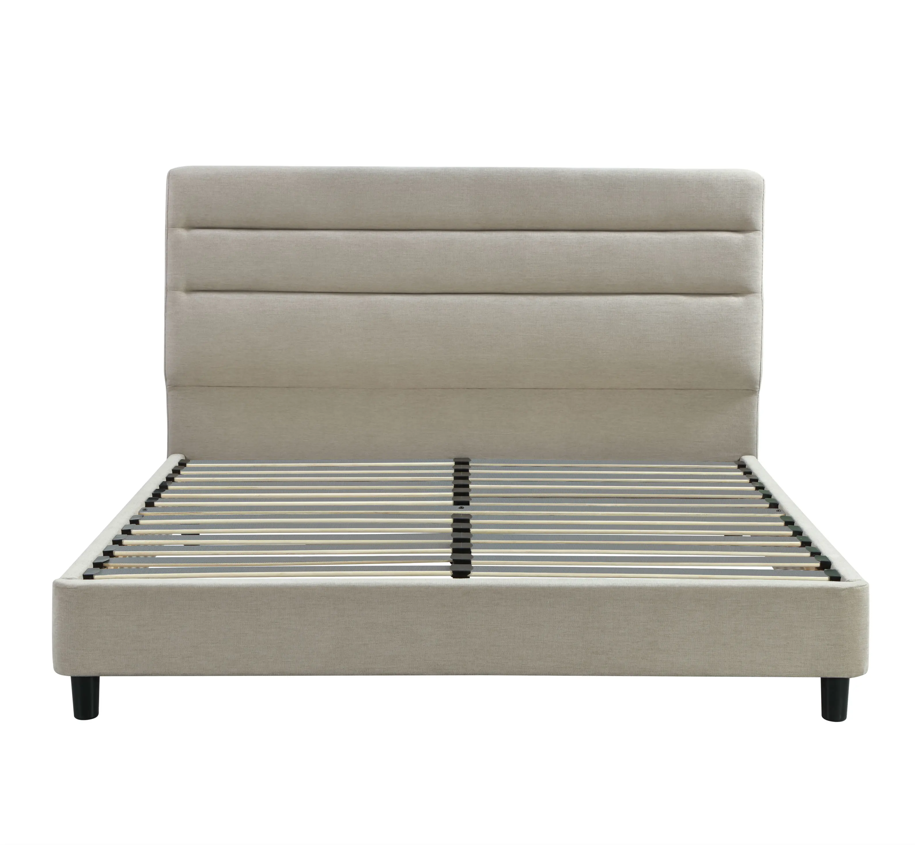 AIDI Cheap Thick Headboard Button Tufted Sleigh Fabric Wood Bed