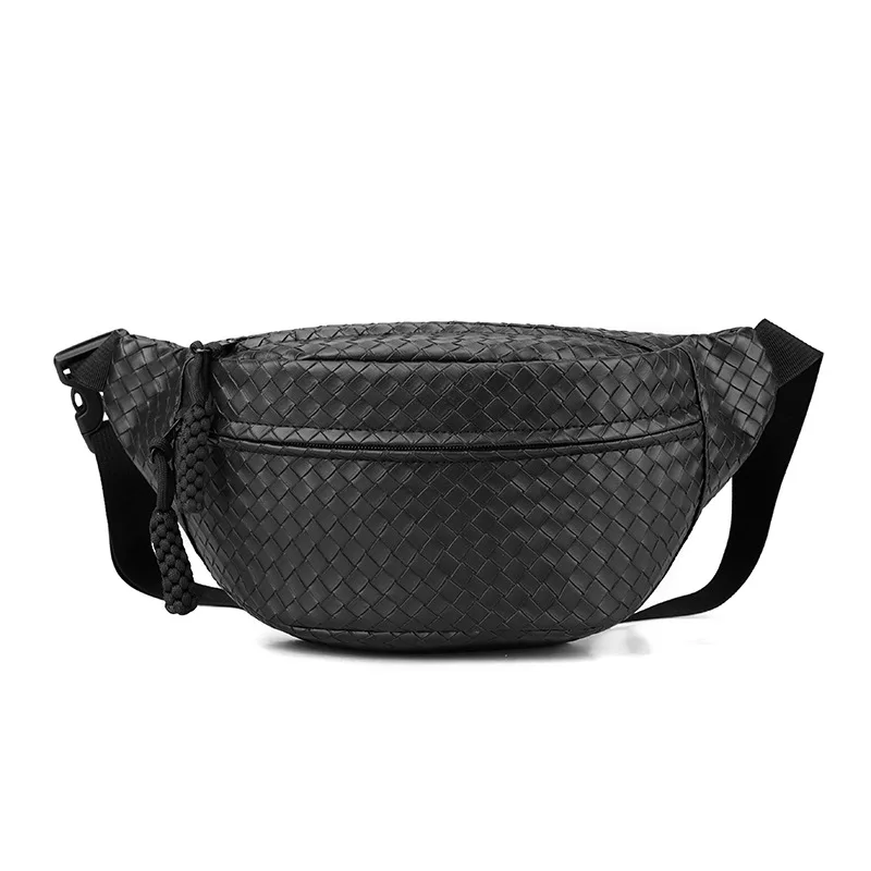 Wholesale Chest Bum Bag Women Sling Purse Faux Leather Woven Cross Body Bags with Adjustable Strap