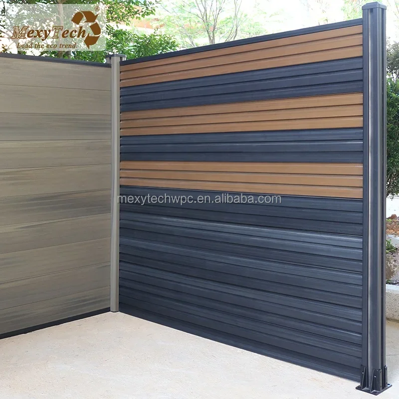 Decorative easy assemble outdoor park plastic wood fence exterior wpc fence panel for garden