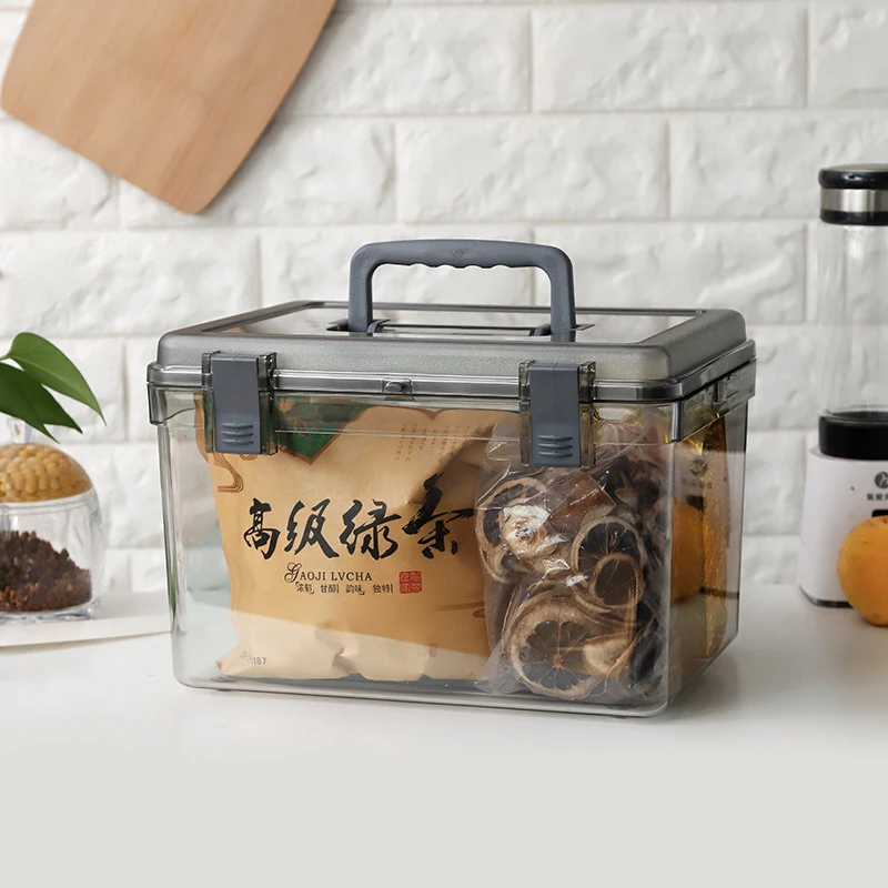 wholesale high quality Kitchen food plastic storage boxes bins clear Sealed storage tank containers with handle storage box