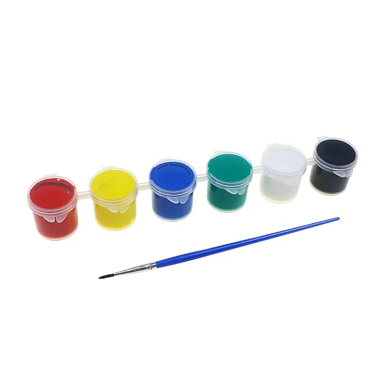 BECOL Promotional Professional 10ml*6 Colors Art Paint Pot Strips Non Toxic Dry Quick Acrylic Paint Set with Brush  for Kids