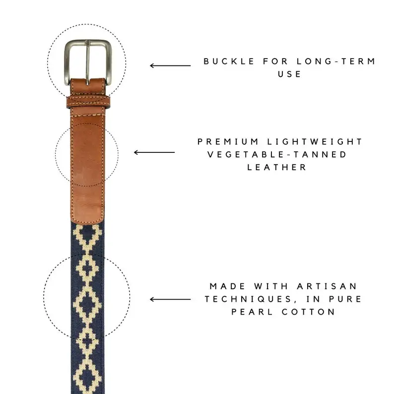 Customize Vegetable Tanned Leather Unisex argentina Embroidered polo belts