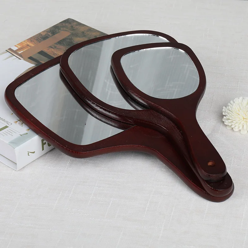 Custom Logo Bamboo Mini Hand Held Make up Beauty Recyclable Pocket Travel Makeup Wood Compact Mirror