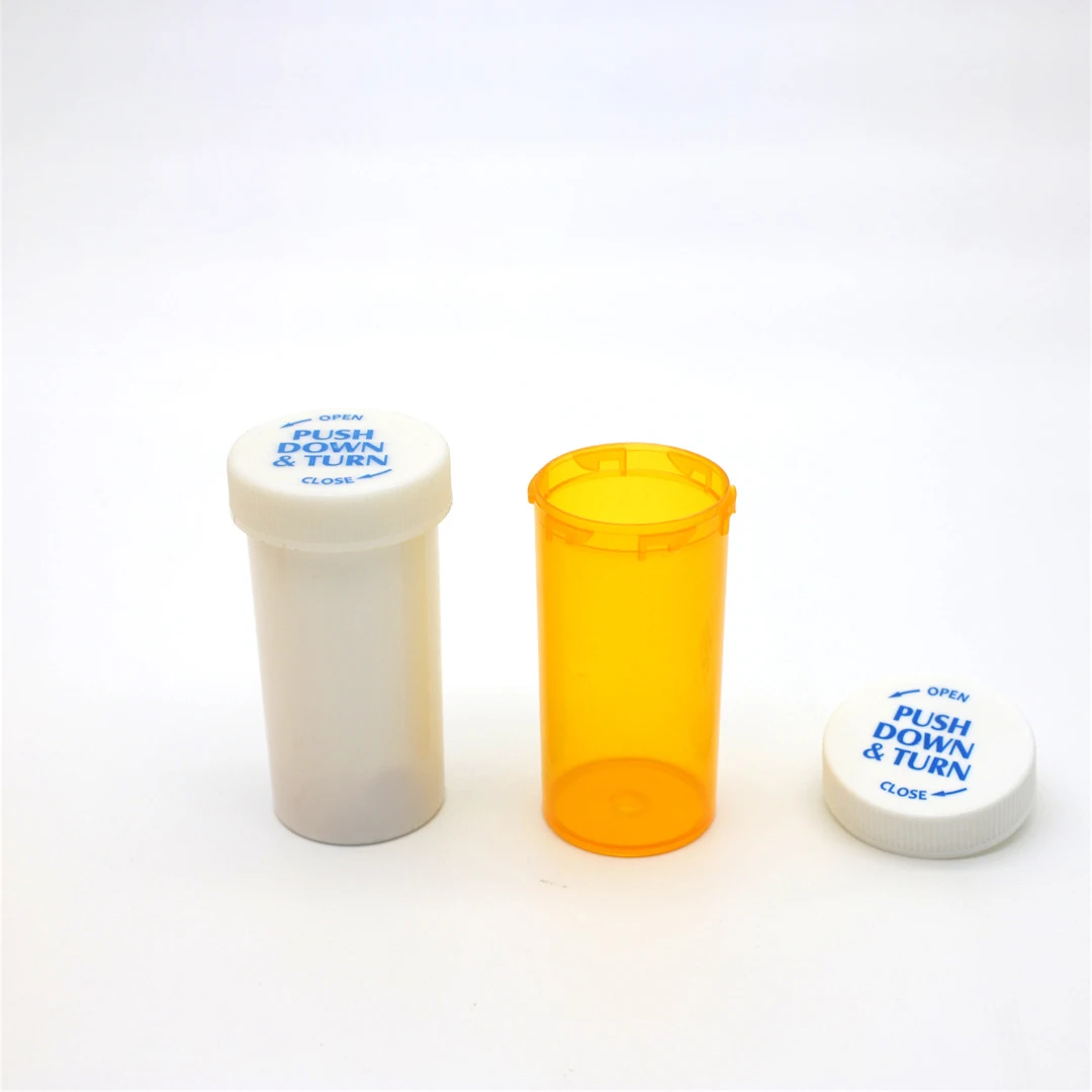 50ml food dry flower storage container PP plastic medicine pill bottles with CRC lids child proof packaging 13DR 12DR custom