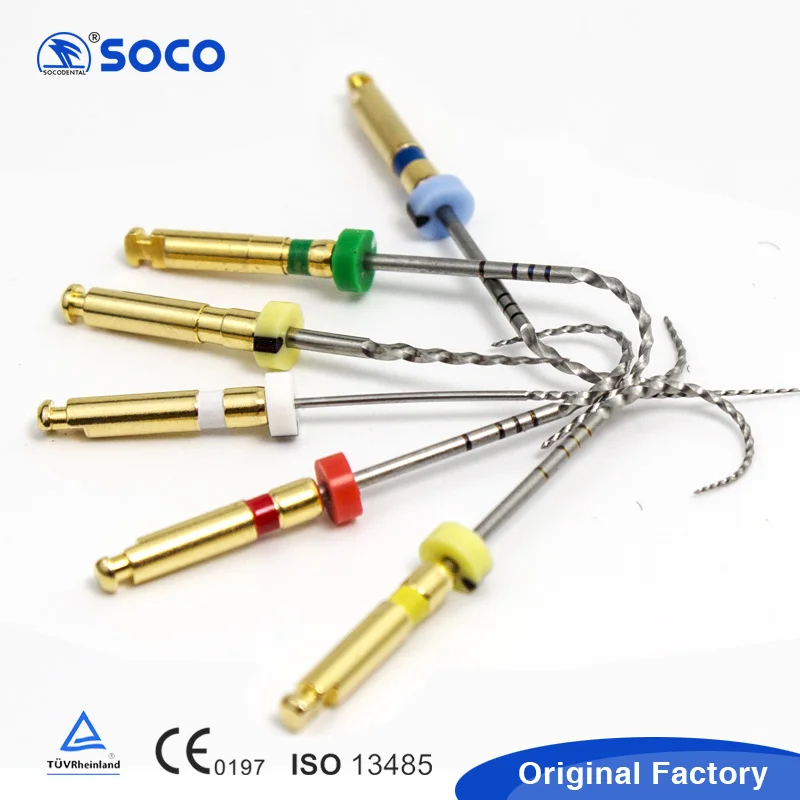 Soco  2015 Strong Flexible Dental File Root Canal Taper Endodontic File Dental instrument gold heat activates rotary file