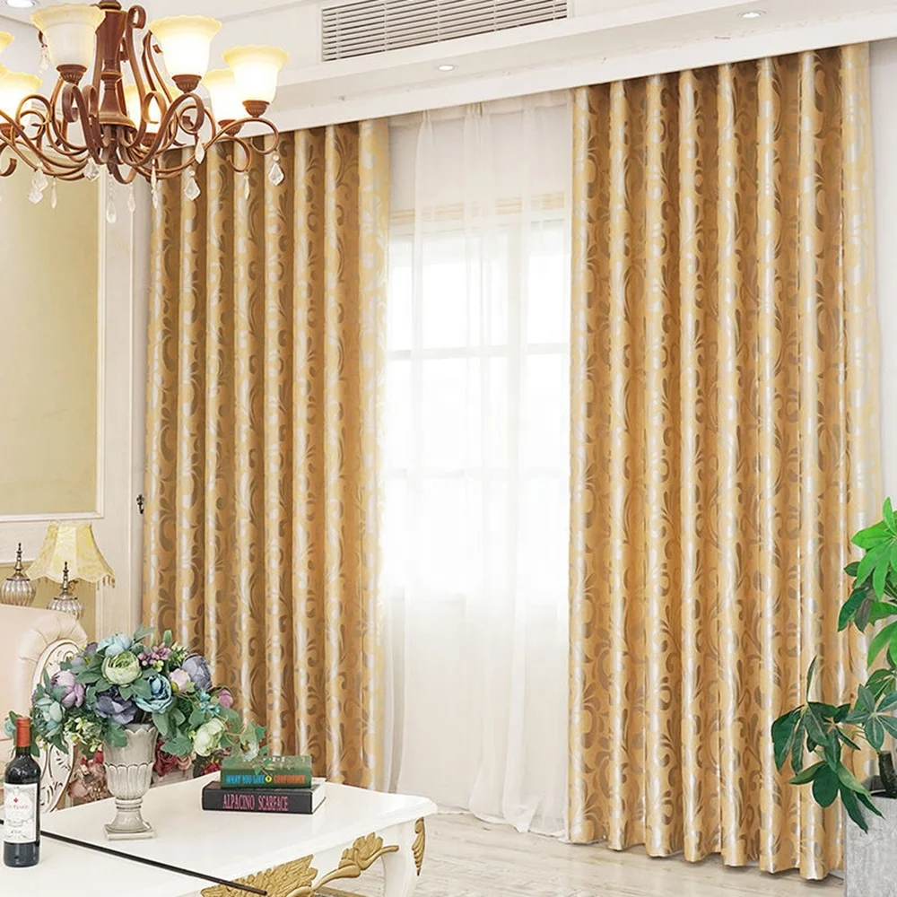 Room Darkening Window Curtains Thermal Insulated Light Blocking Drape Top Grommet Jacquard Blackout Living Room 100% Polyester