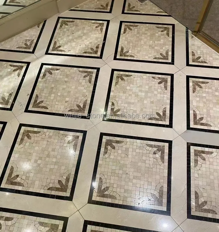 Classic Mosaic Tile Medallions Motif Pattern Floor Design Waterjet Marble Mosaic Tile Flooring