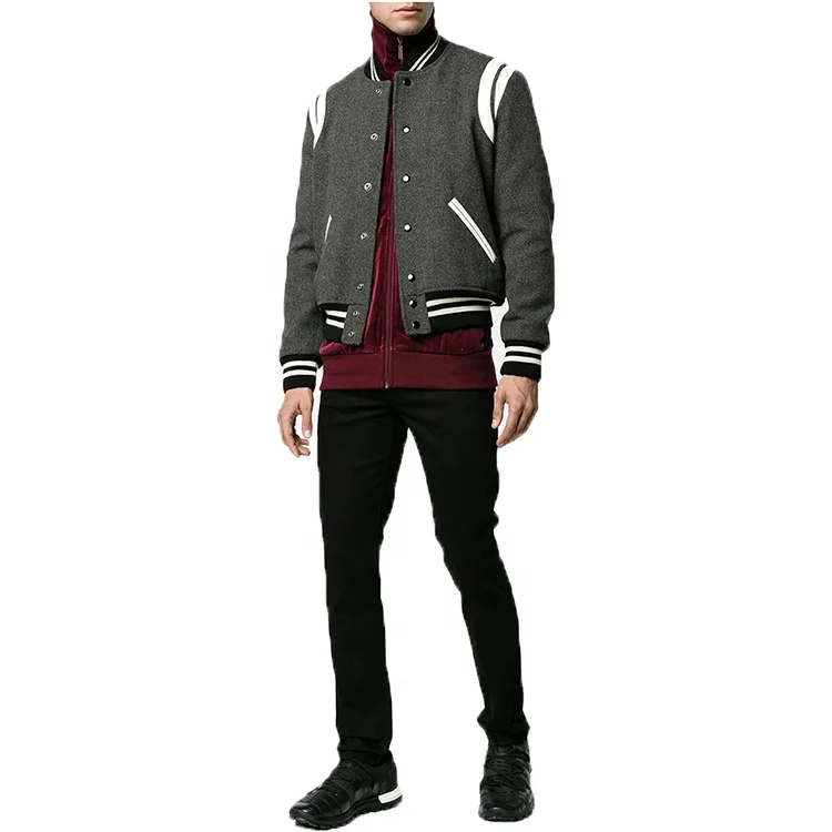 Autumn Fashion Long Sleeve Wool Blend Varsity Men Bomber Jacket Wholesale Custom Varsity Jacket Men