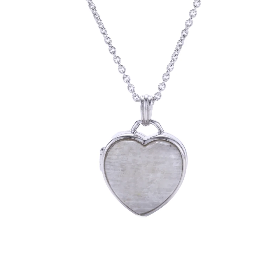 SC Gold Plated Heart Locket Pendant Necklace Openable Photo Frame Box Trendy Link Natural Moon Stone Buddhist Gift Women Men