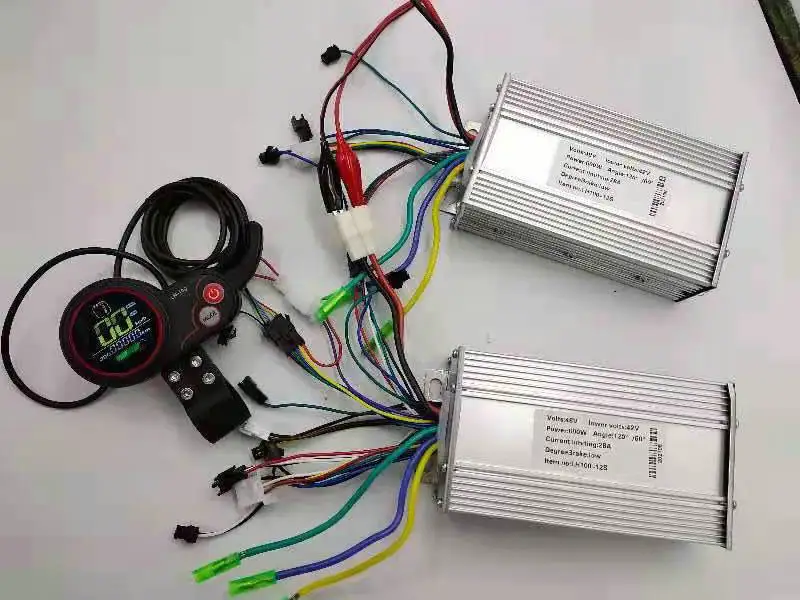 Dual Motor Driven Part 1*LCD Display+2*BLDC Controllers 24V36V48V60V400W-1200W For Electric Scooter Motorbike MTB Atv Snowmobile